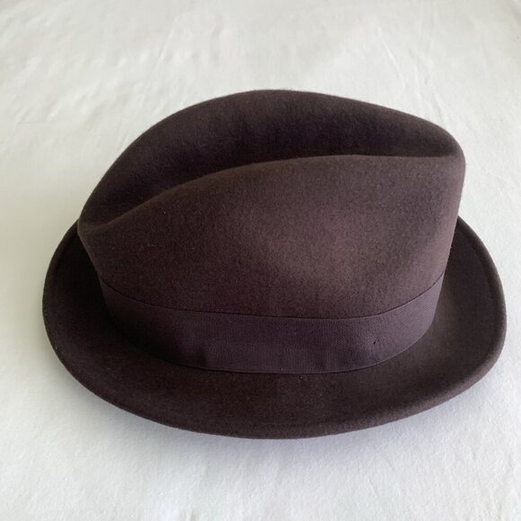 Jaxon Homburg Godfather Fedora Style Hat Men's 100% Wool Felt Dark Brown Large - Picture 6 of 16